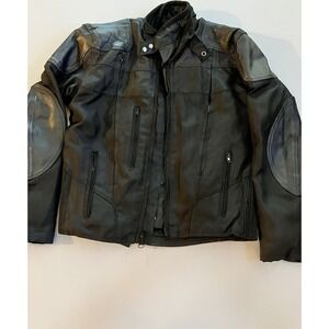 Mens Motorcycle Jacket By Unik Size 40 Leather Removable Inner Liner Black